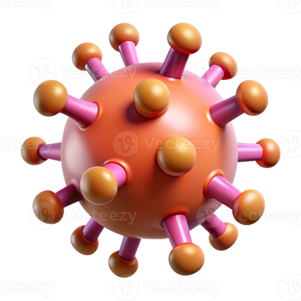 3D Icon of Colorful Virus Particle with Detailed Structure isolated PNG transparent background