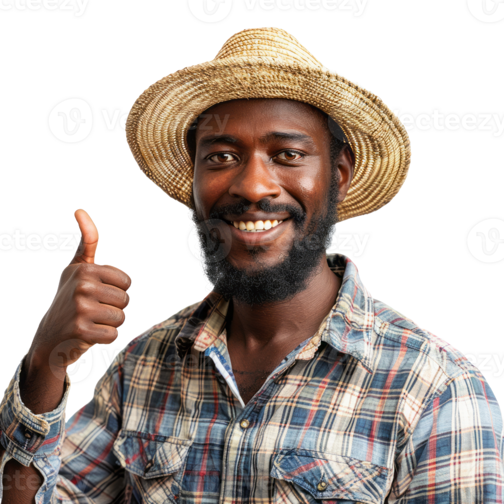 African male farmer with thumb up isolated on transparent background png