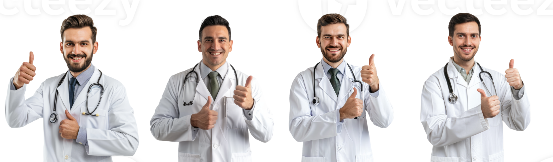 Healthcare professional male doctor with thumb up isolated on transparent background png