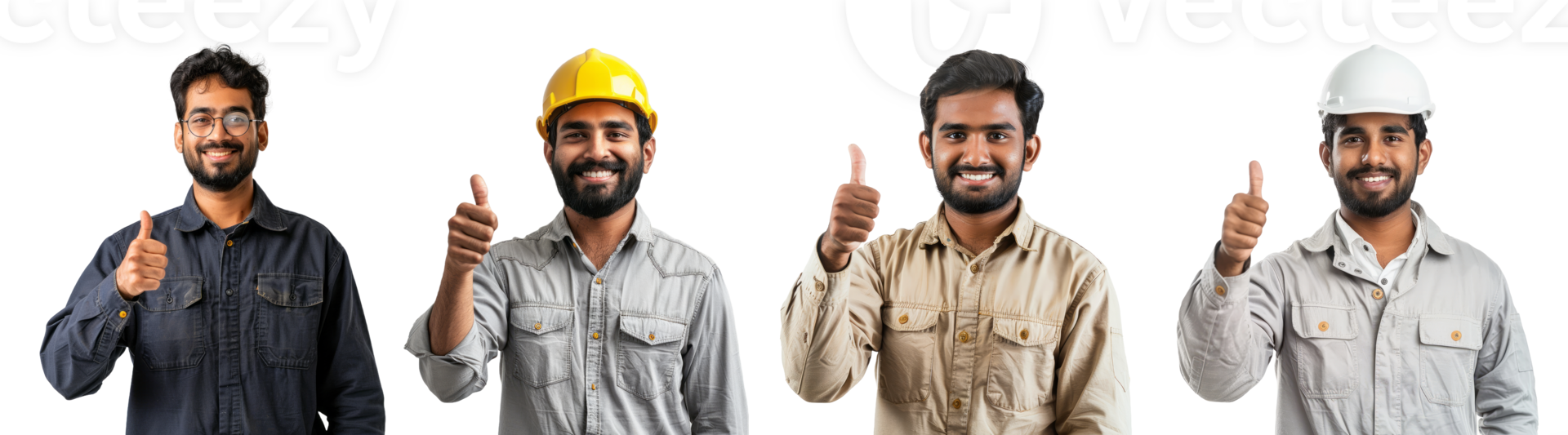 Engineer indian male with thumb up wearing a helmet isolated on transparent background png