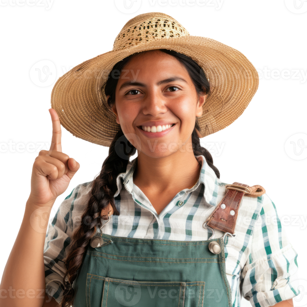 Latin farmer woman with thumb up isolated on transparent background png