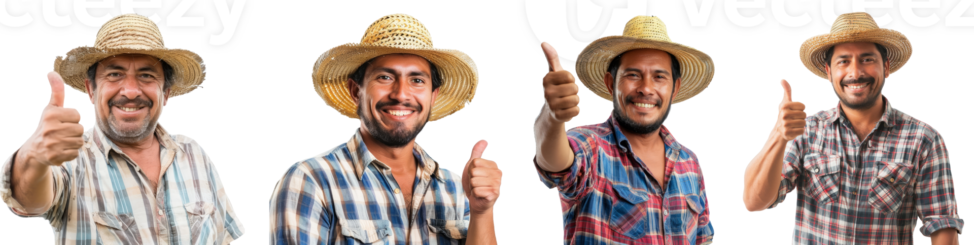 Latin farmer man with thumb up isolated on transparent background png