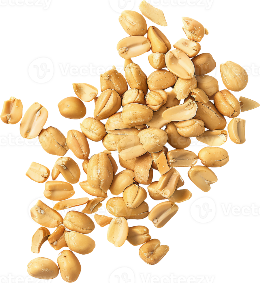 Salted peanuts pile, cut out transparent png