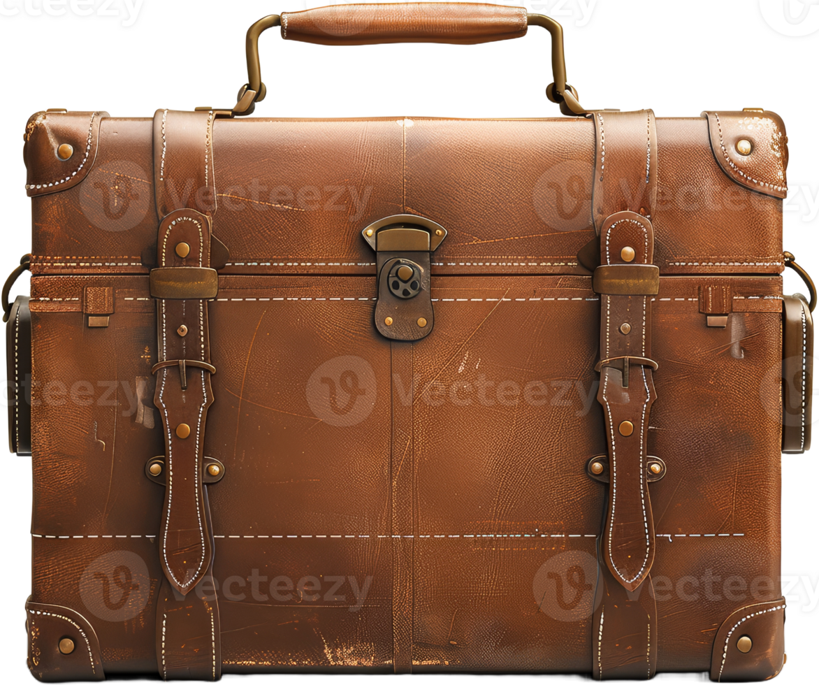 Vibrant orange hard shell suitcase with wheels, cut out transparent png