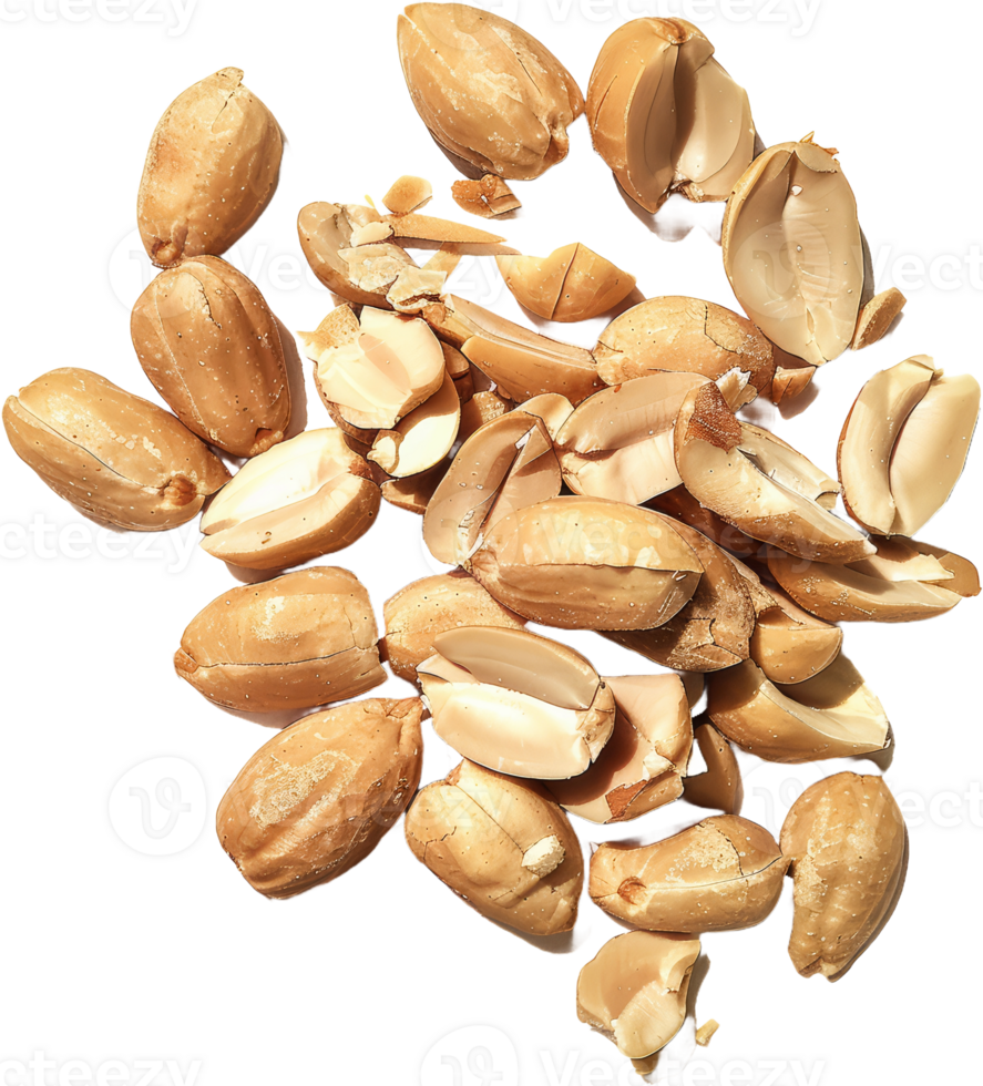 Salted peanuts pile, cut out transparent png