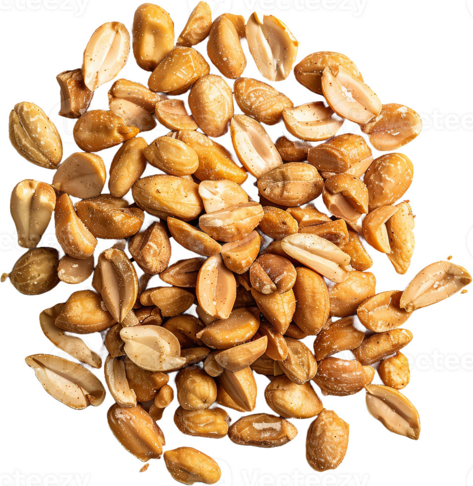 Salted peanuts pile, cut out transparent png
