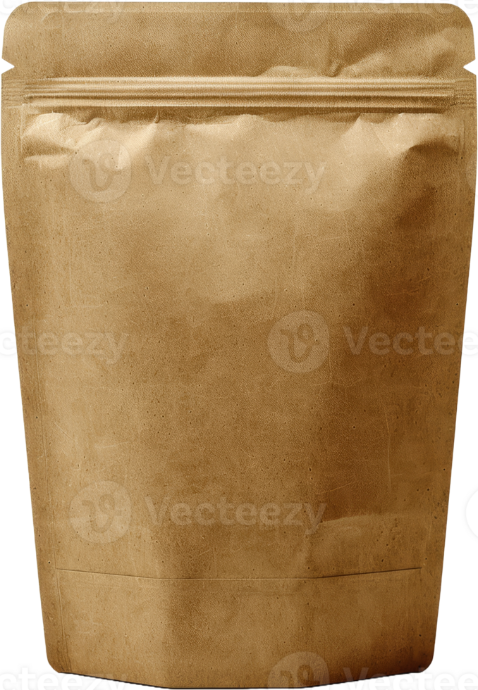 Brown kraft paper pouch packaging, cut out transparent png