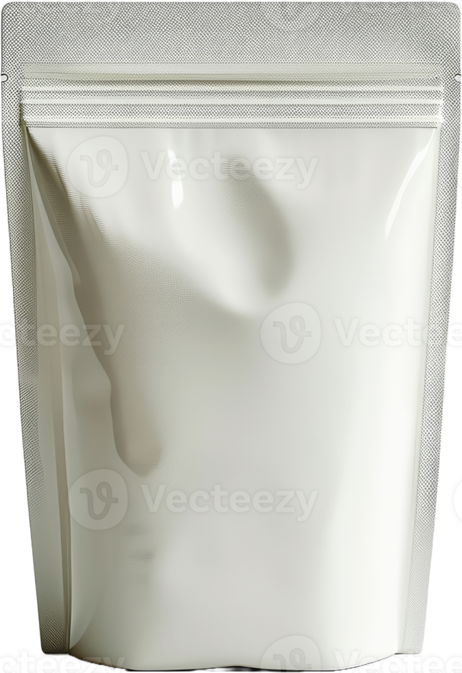 White matte stand-up pouch packaging, cut out transparent png