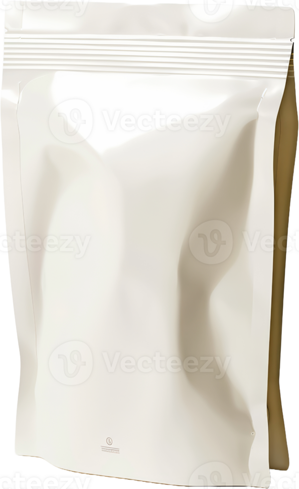 White matte stand-up pouch packaging, cut out transparent png