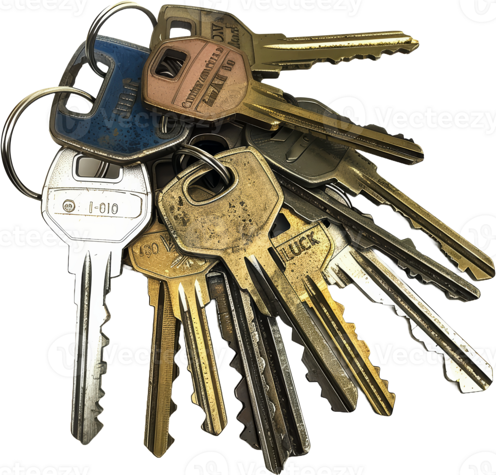 Set of keys, cut out transparent png