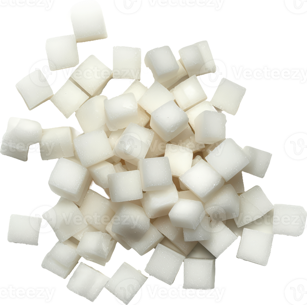 Pile of white sugar cubes, cut out transparent png