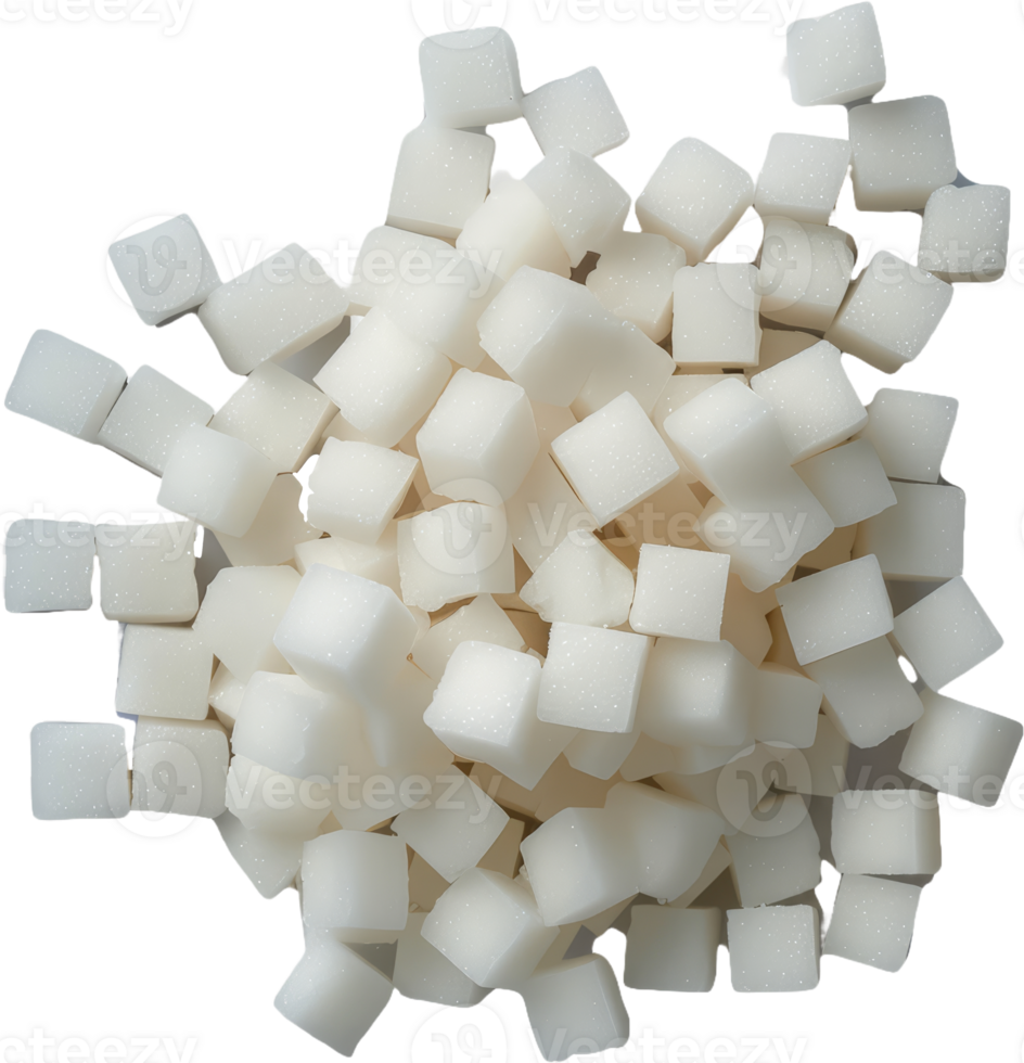 Pile of white sugar cubes, cut out transparent png