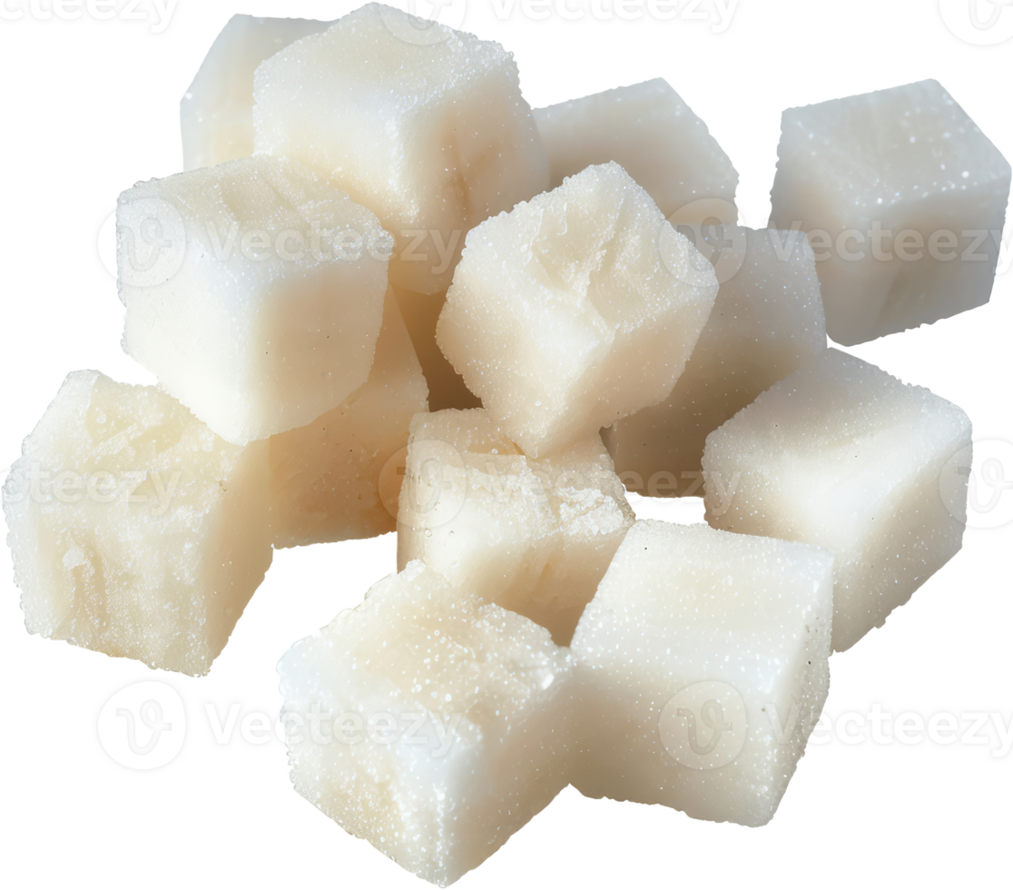 Pile of white sugar cubes, cut out transparent png