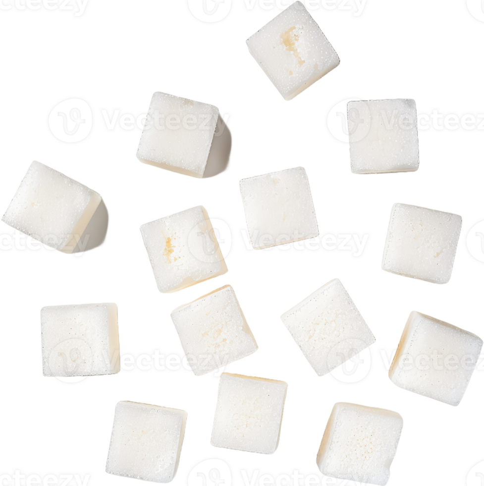 Pile of white sugar cubes, cut out transparent png