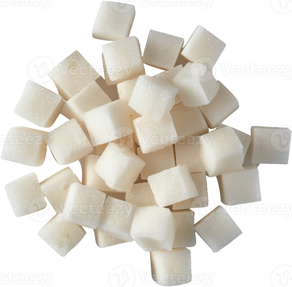 Pile of white sugar cubes, cut out transparent png