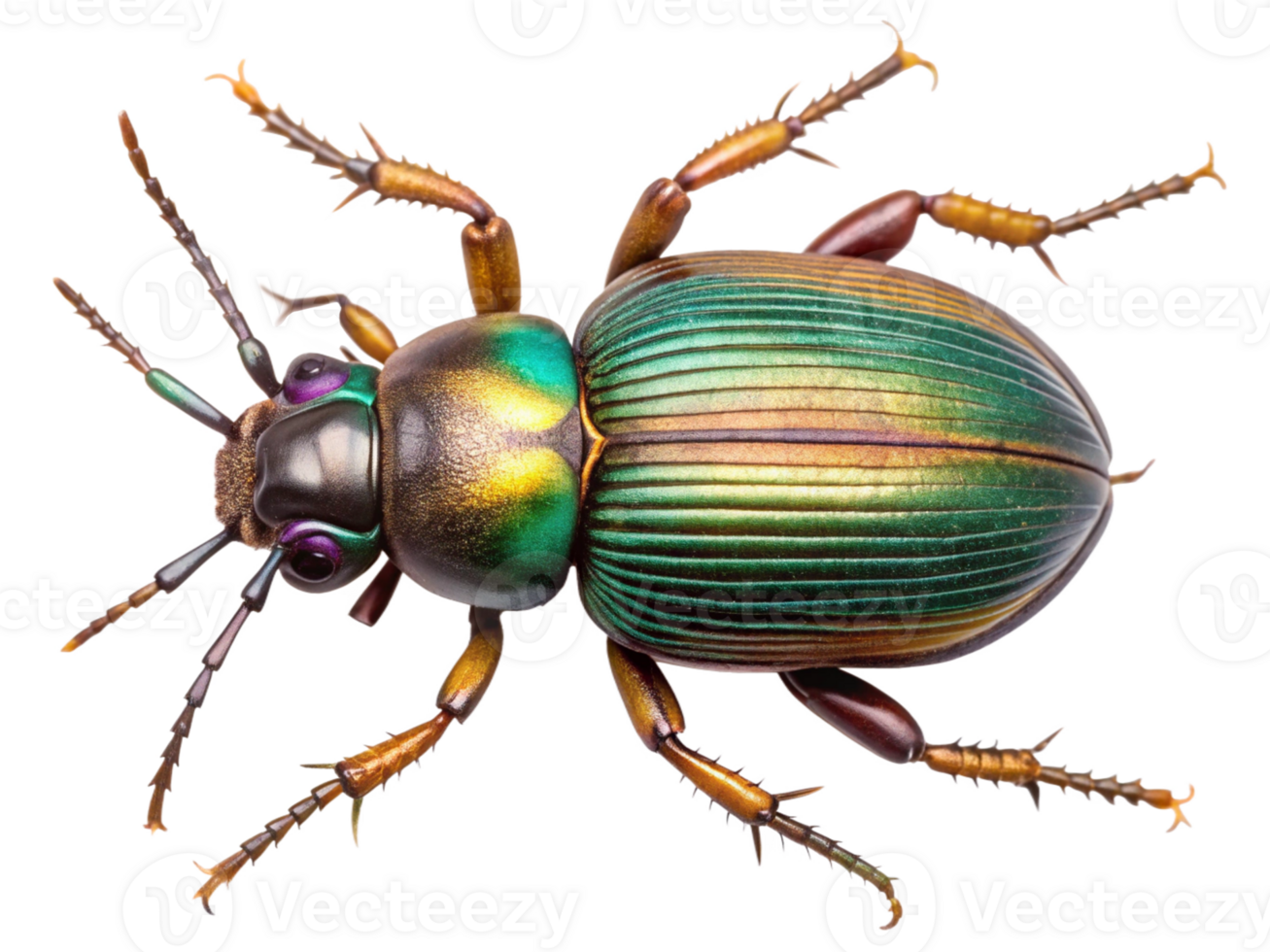 PNG smaragd kever geïsoleerd top visie transparant