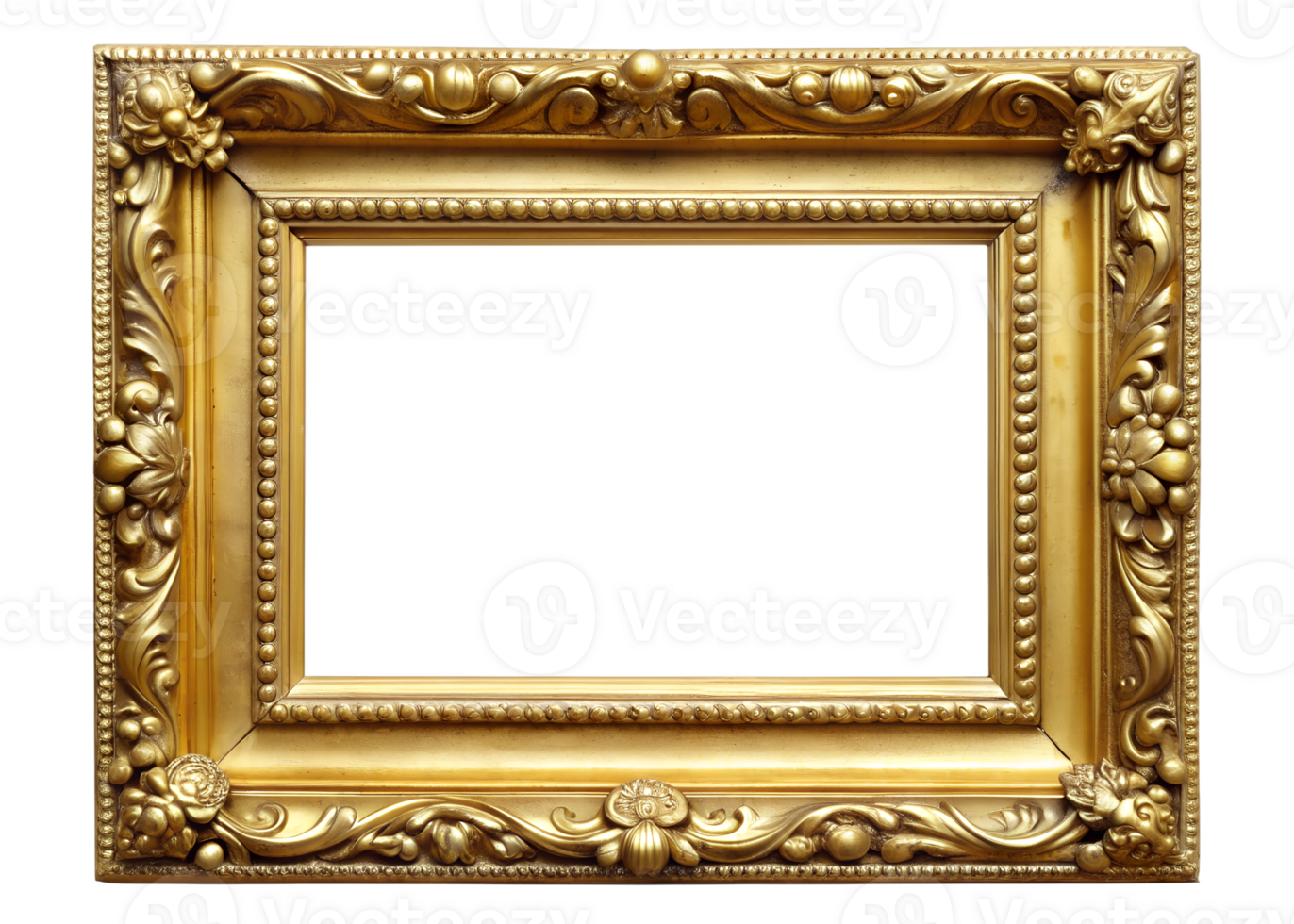 PNG ornate vintage gold frame for artwork on transparent