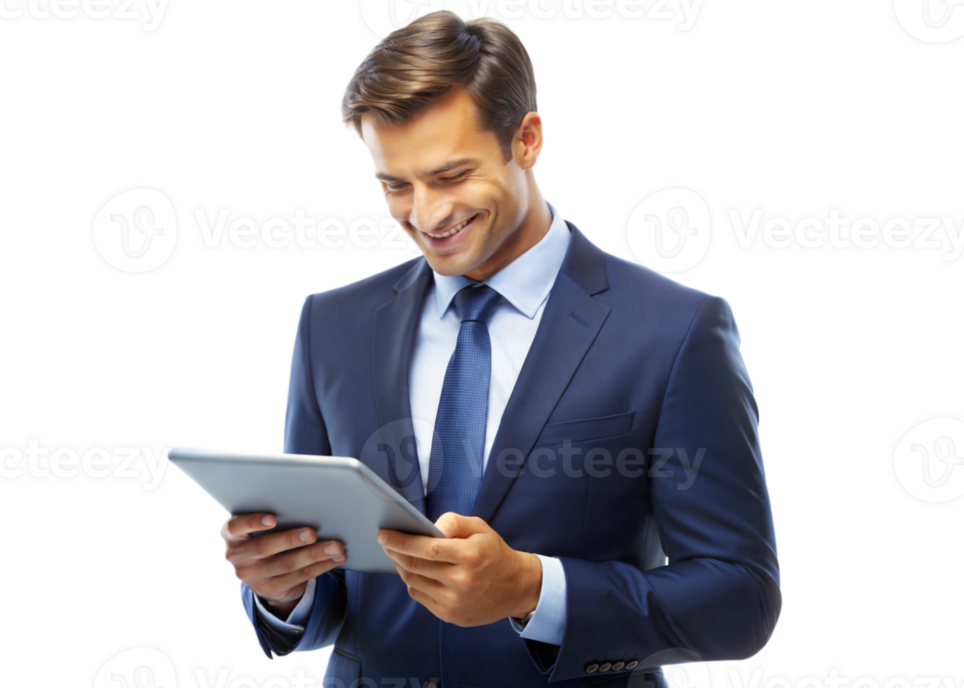 PNG business professional using digital tablet transparent
