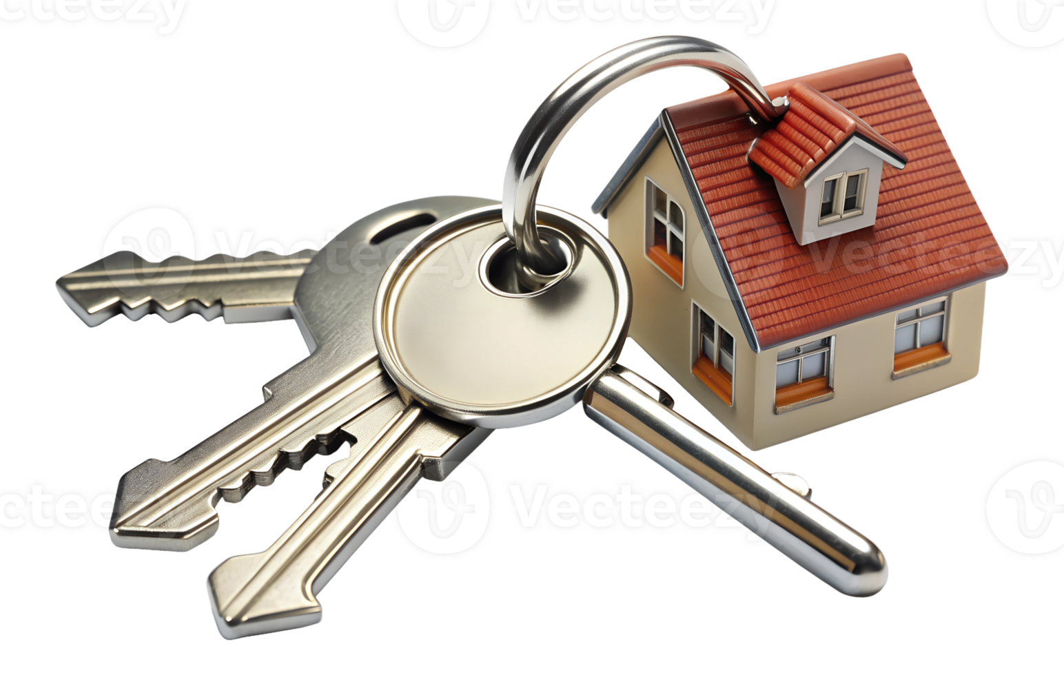 PNG suburban house keys with miniature home transparent