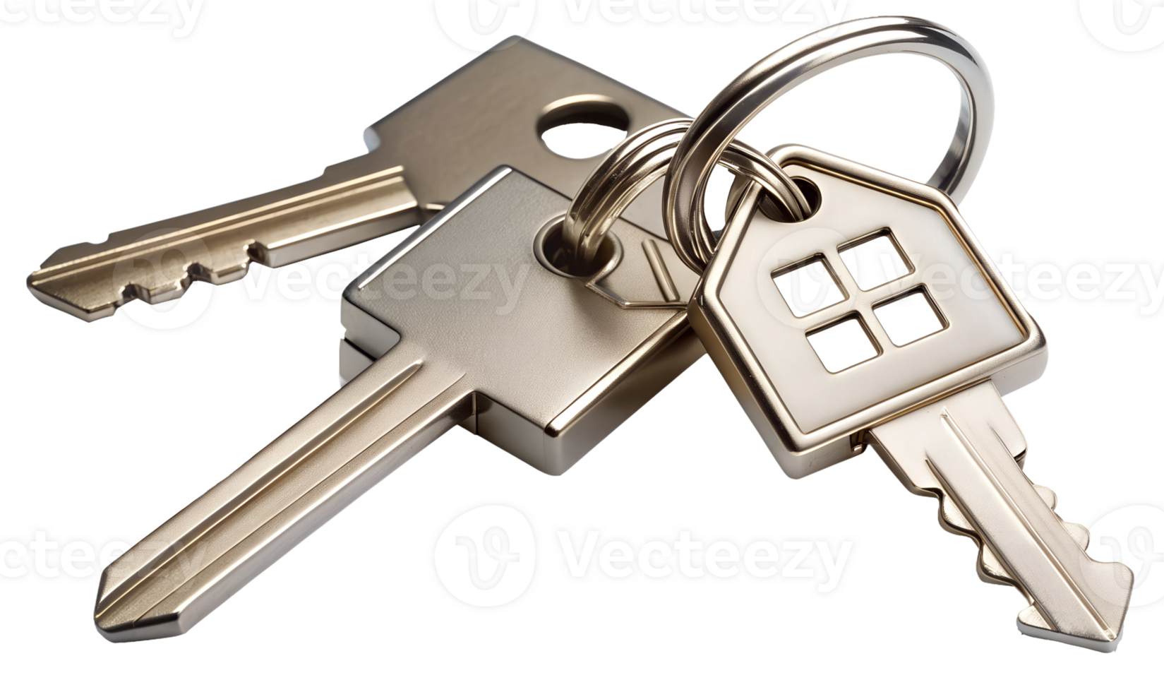 PNG house keychain with keys isolated transparent