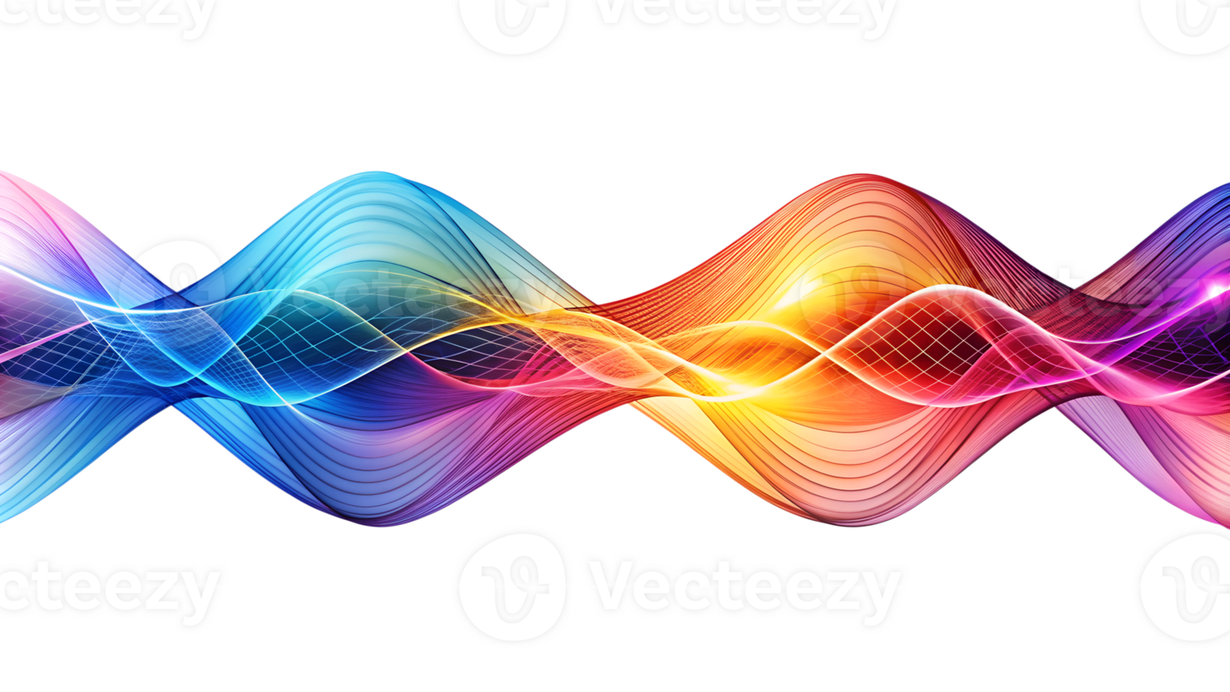 Colorful wave pattern illustrating sound waves in a dynamic, abstract design showcasing brilliance and vibrancy, transparent png