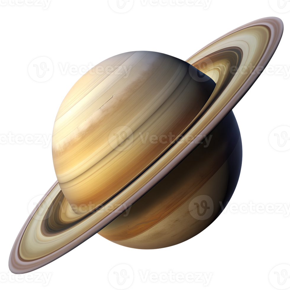 A detailed view of Saturn's rings and atmosphere captured from a distant perspective in space exploration, transparent png
