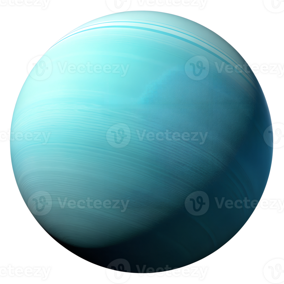 A detailed view of the planet Uranus showcasing its distinctive blue color and atmospheric bands captured from space, transparent png