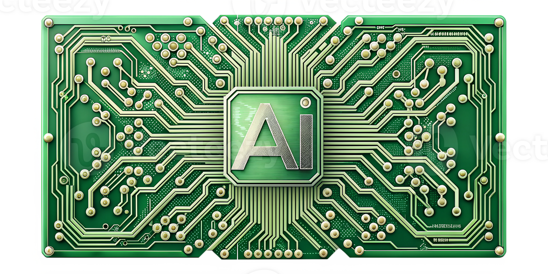 Innovative circuit board with AI technology design and layout, cut out transparent png