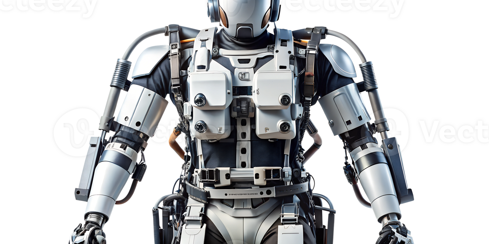 Humanoid robot built for industrial tasks in workshops, cut out transparent png
