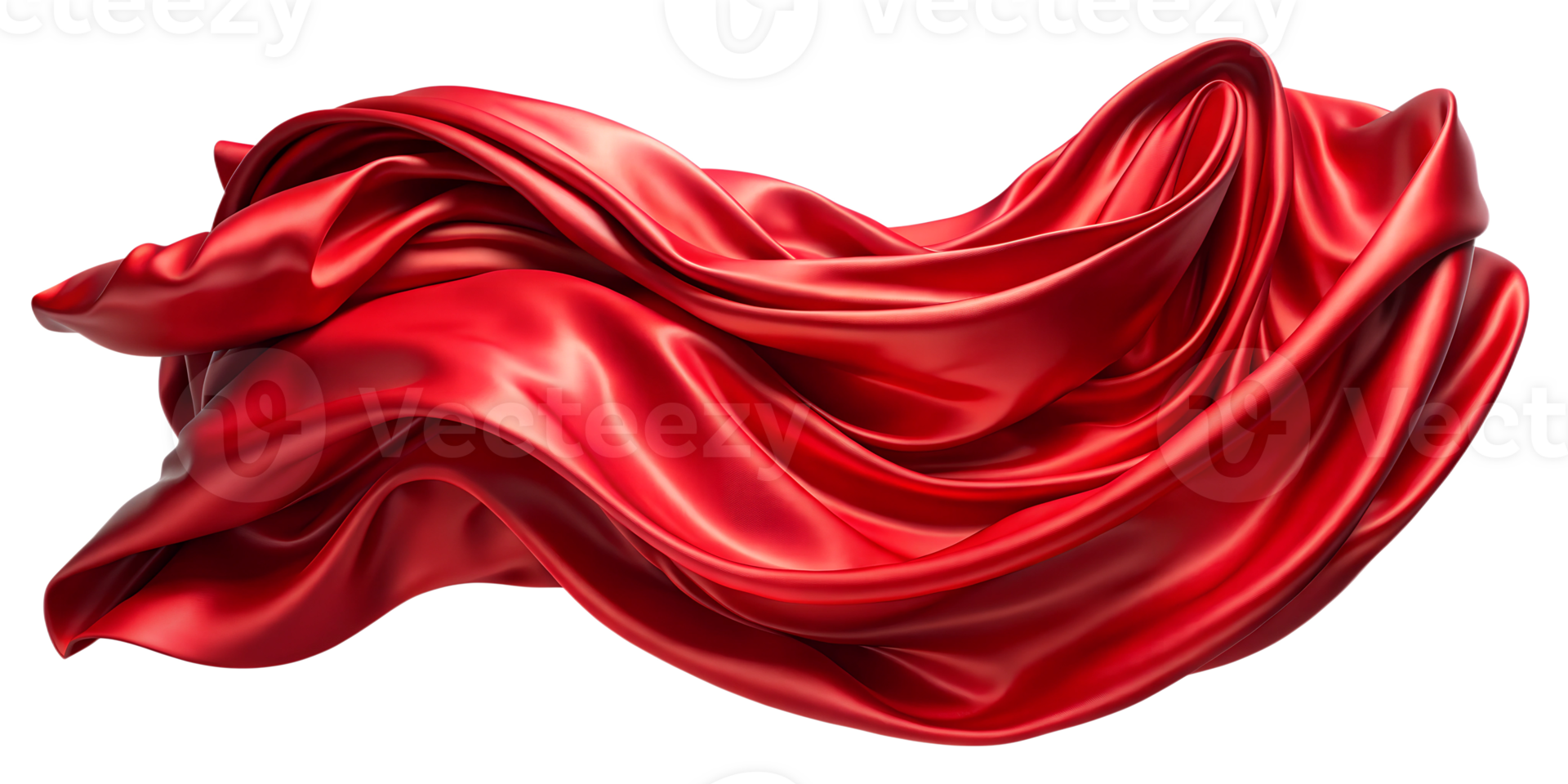 Flowing red satin fabric sets the stage for elegant design in textiles, cut out transparent png