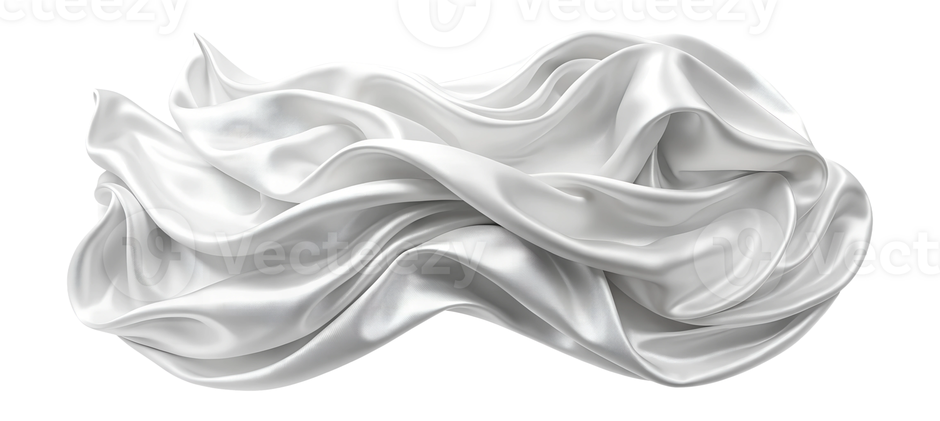 Elegant white silk draped in folds on a neutral backdrop, cut out transparent png