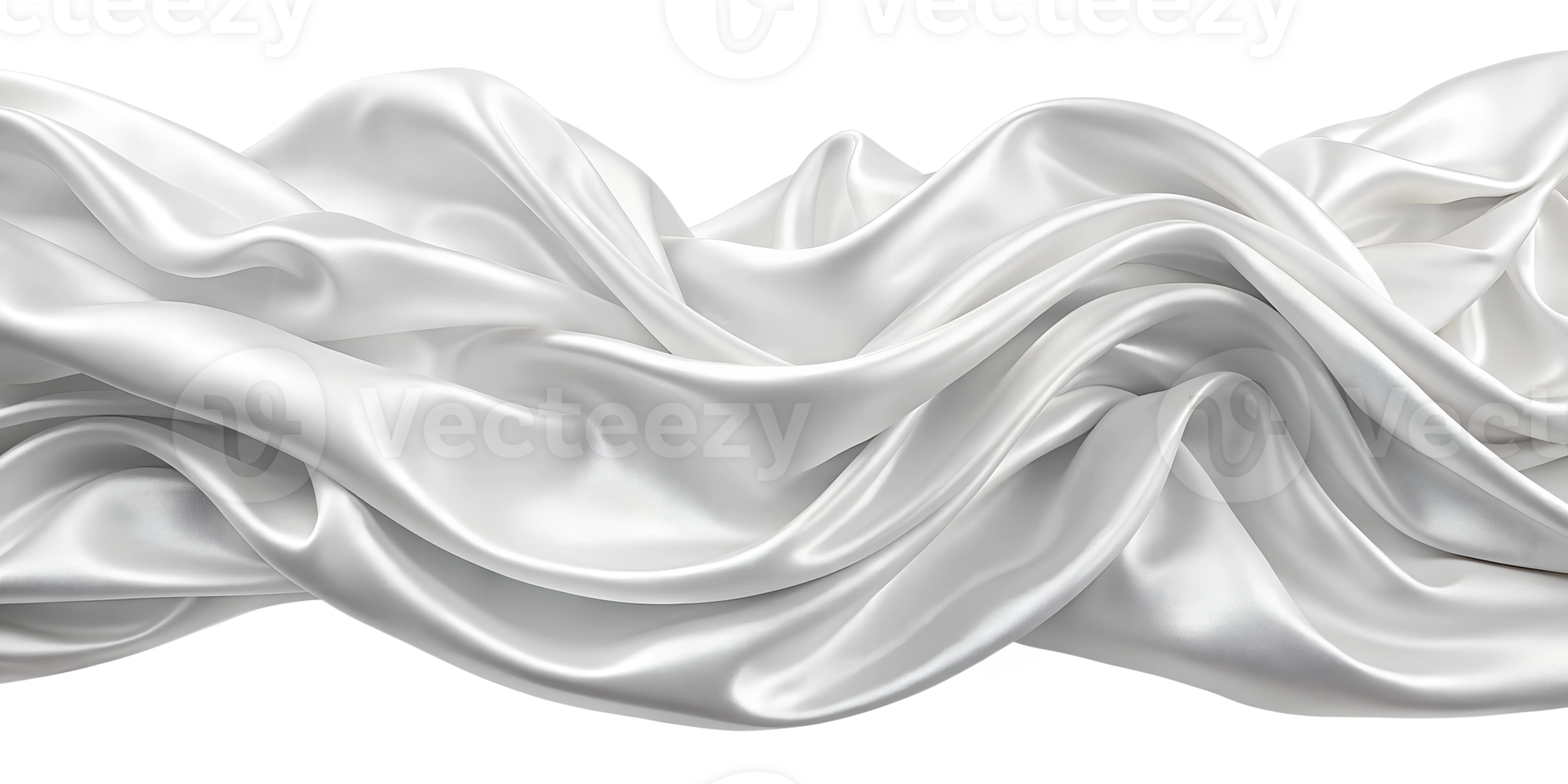Elegant white fabric draped gracefully on a neutral backdrop, cut out transparent png