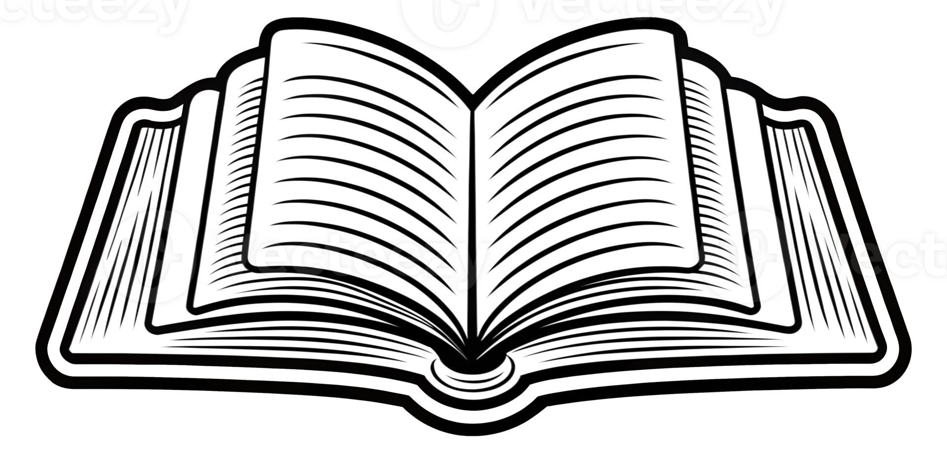 Open book illustration displaying blank pages in a simple design, cut out transparent png