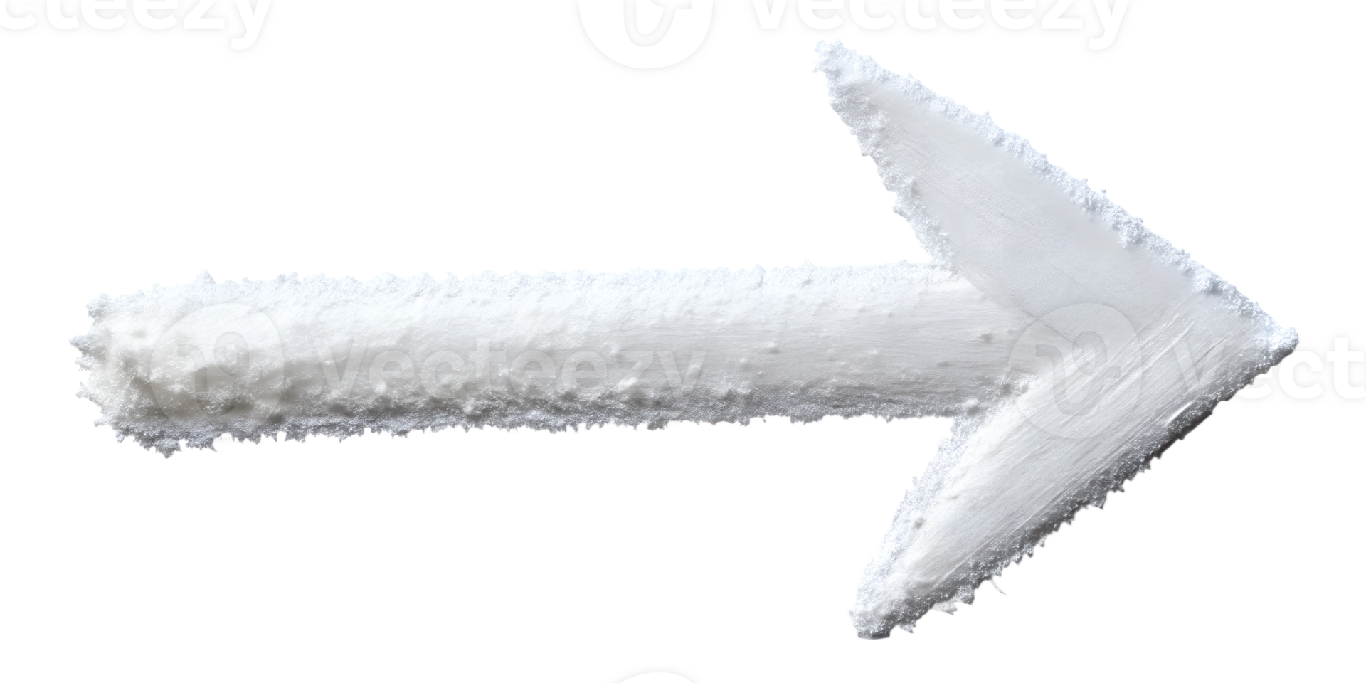 White arrow pointing right with textured surface on a plain background, cut out transparent png