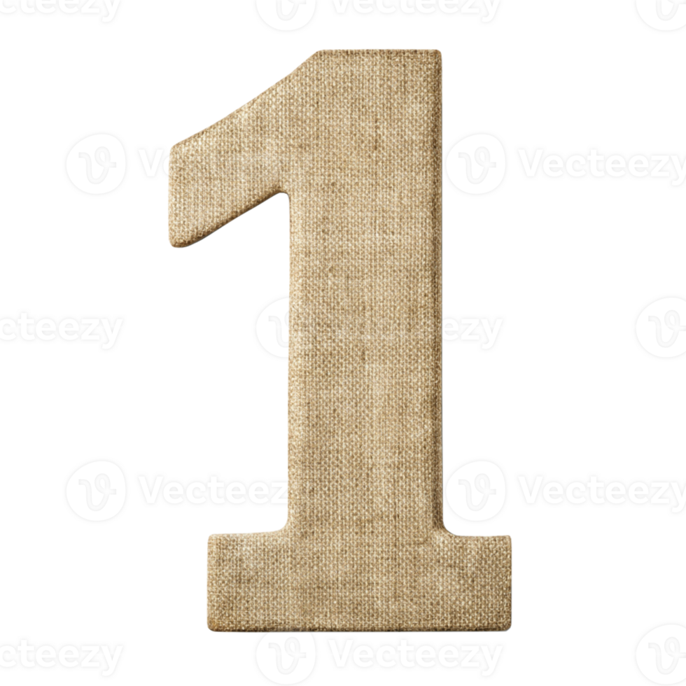 Rustic Burlap Number 1 cut out isolated PNG transparent