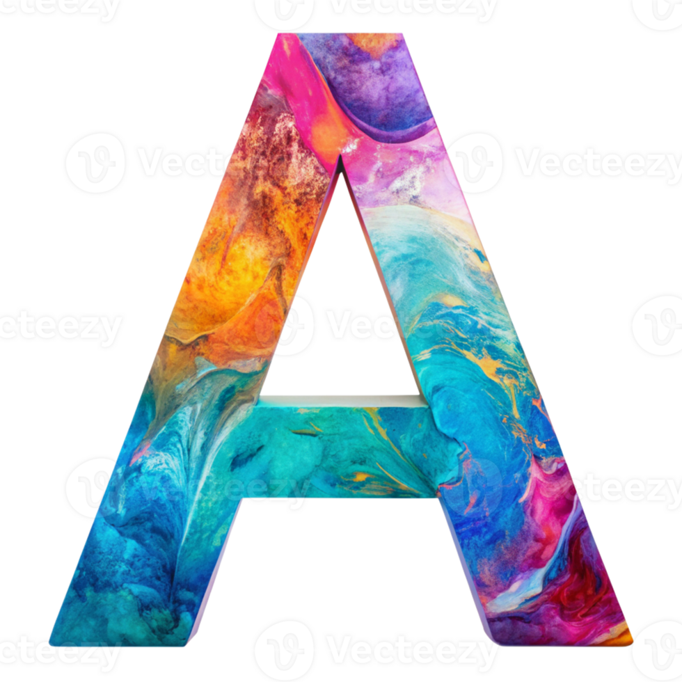 Fluid Art Liquid Letter A - Vibrant Abstract Design cut out isolated PNG transparent
