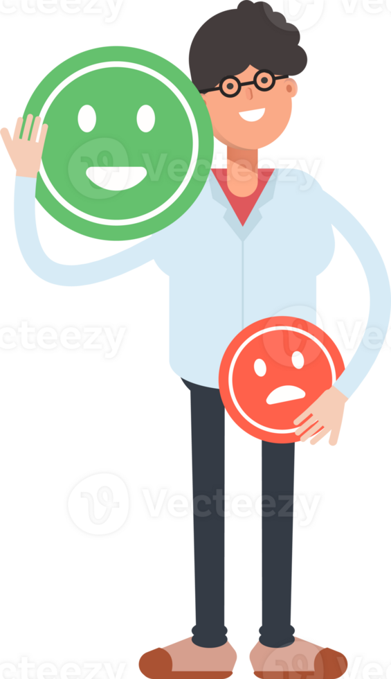 Nerd Boy Character and Emoticon Sign png