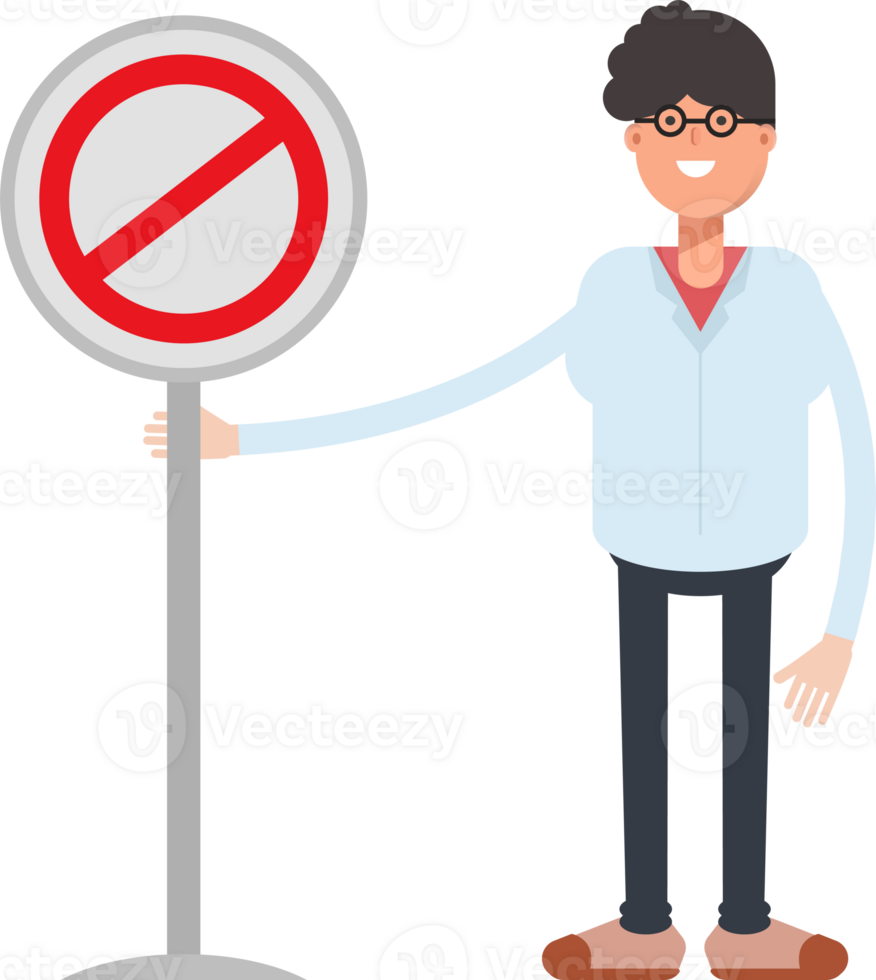 nerd jongen karakter en verbod bewegwijzering png