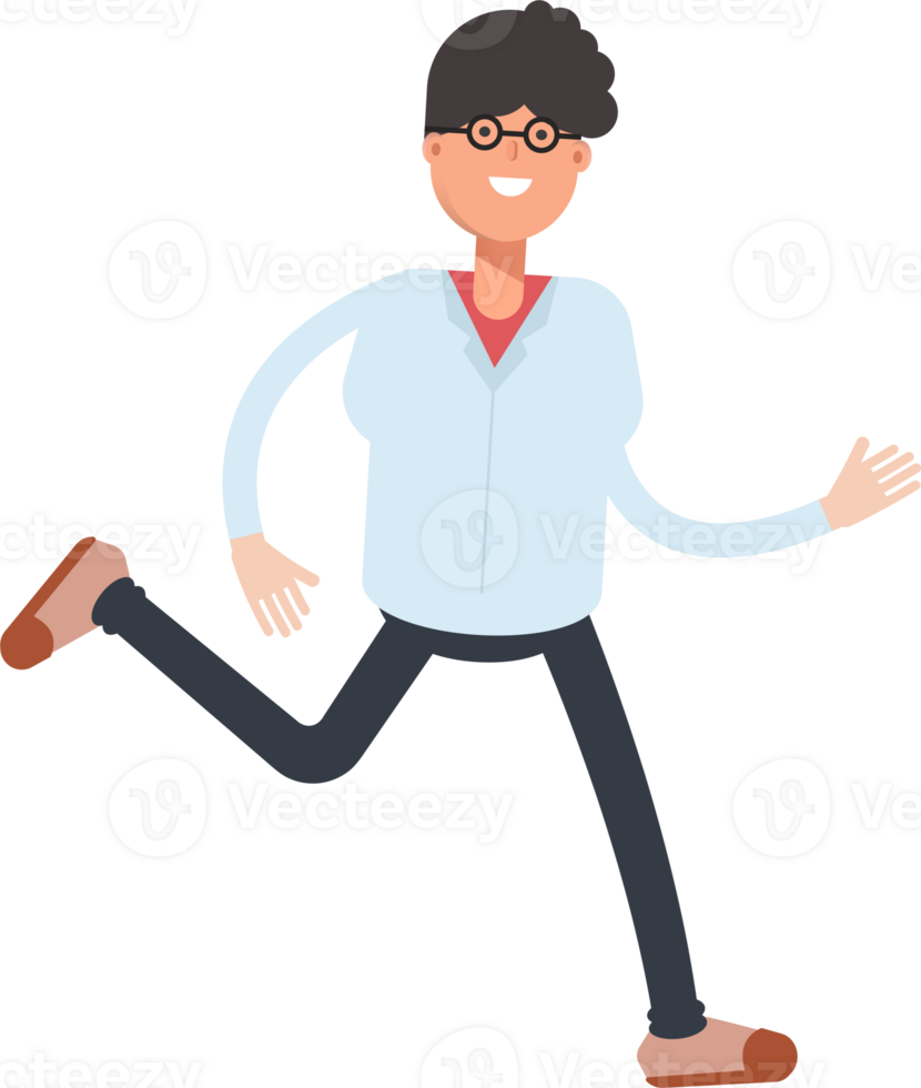 Nerd Boy Character Running png
