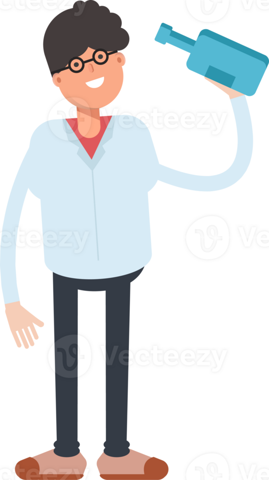 Nerd Boy Character Drinking Beer png