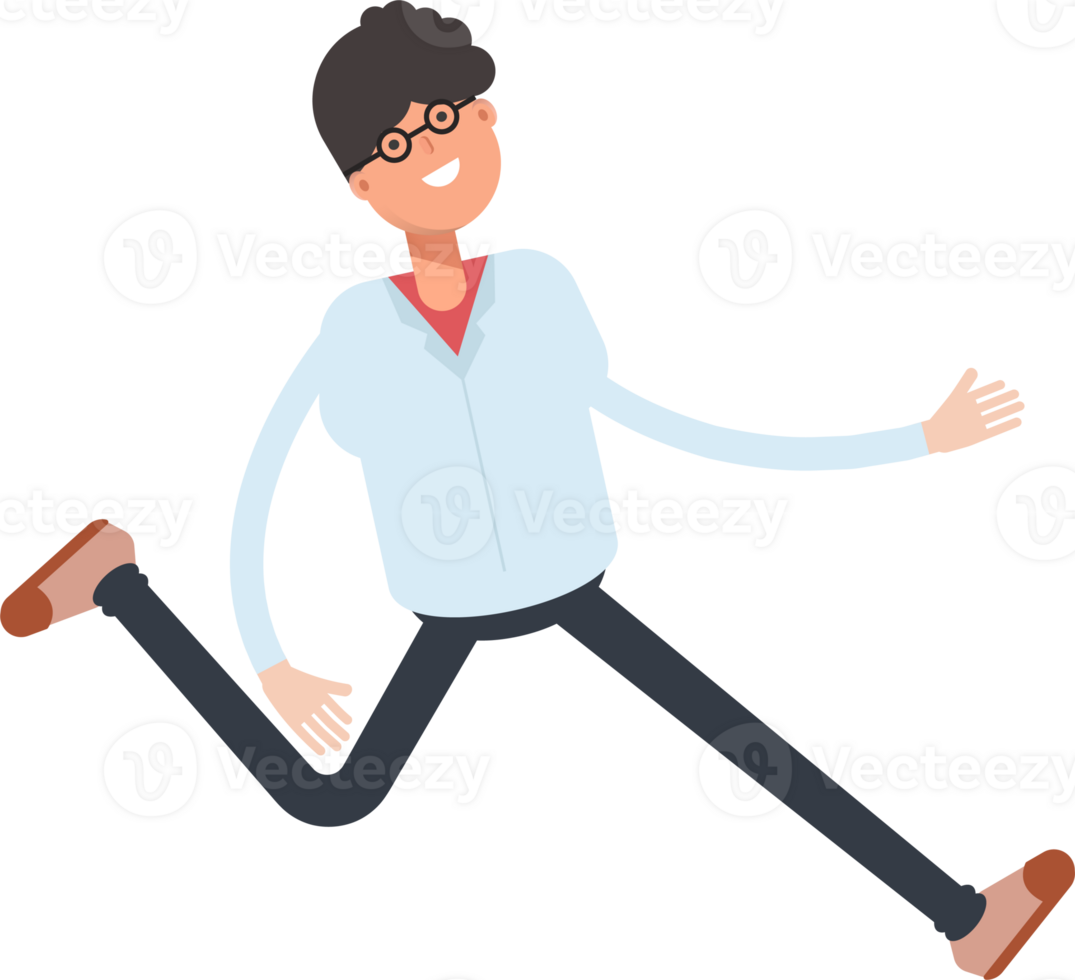 Nerd Boy Character Running Illustration png