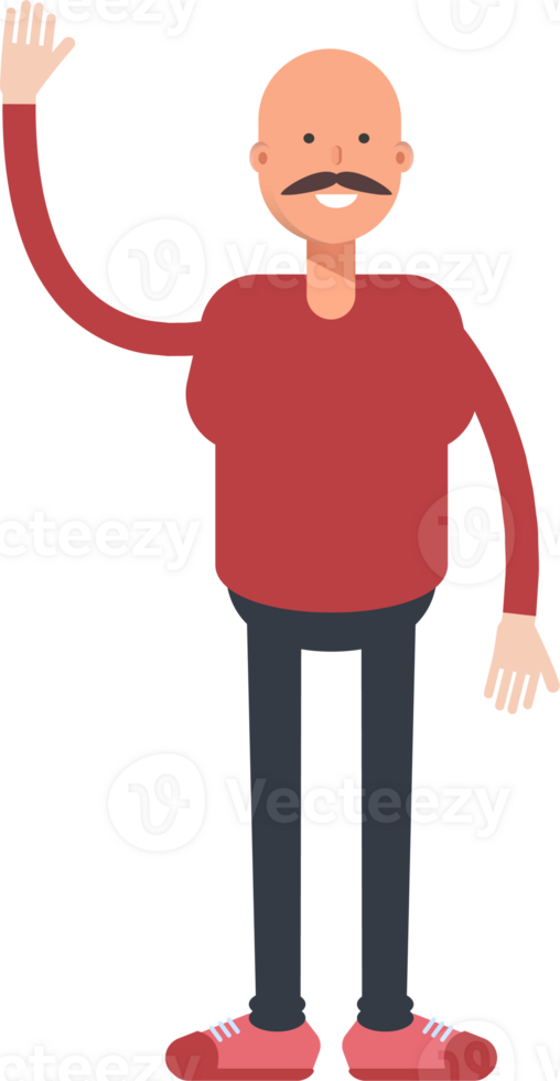 Bald Man Character Greeting png