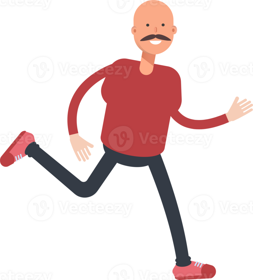Bald Man Character Running png