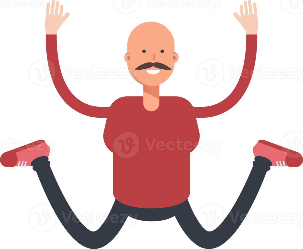 Bald Man Character Jumping png
