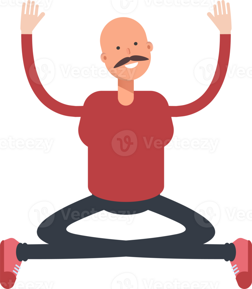 Bald Man Character Sitting Illustration png