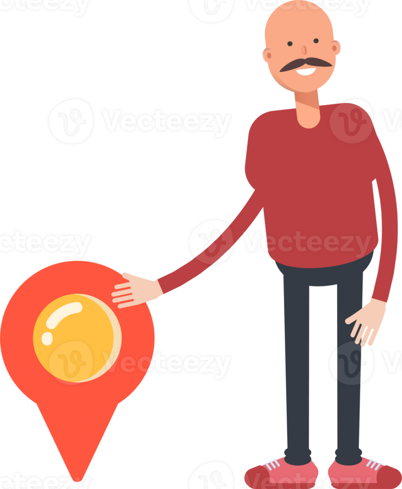 Bald Man Character and Location Pin png