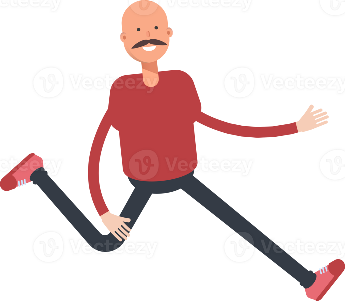 Bald Man Character Running Illustration png