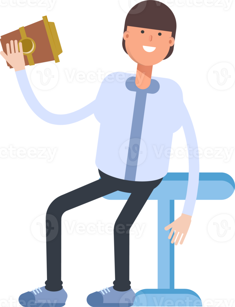 Businessman Character Drinking Coffee png