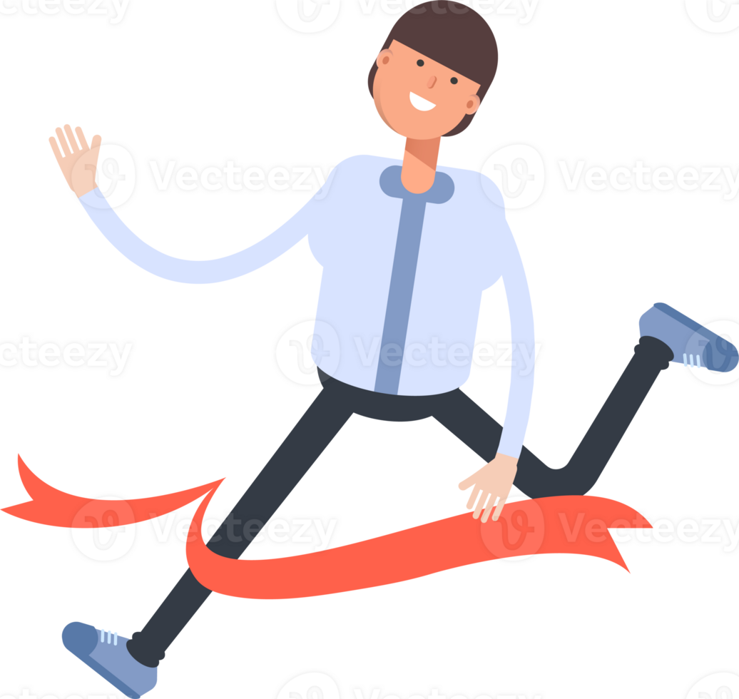 Businessman Character Running at Finish Line png