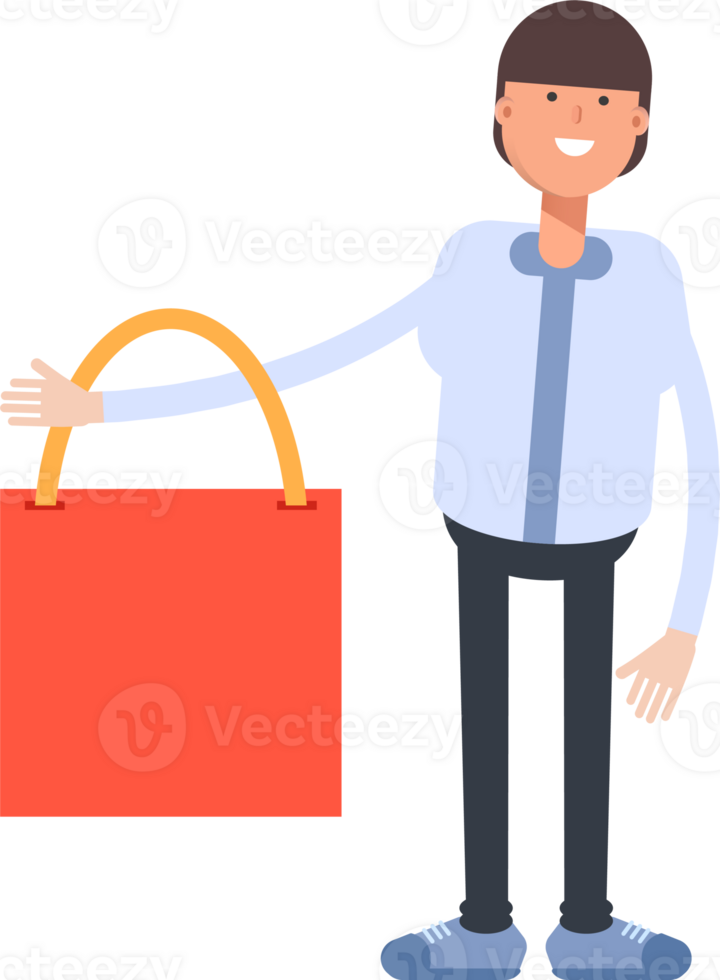 Businessman Character Holding Shopping Bag png